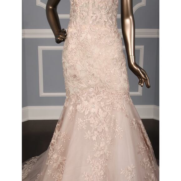 ISABELLE ARMSTRONG Zoe Blush Pink Beaded Strapless Wedding Dress Bridal Gown - Picture 3 of 14